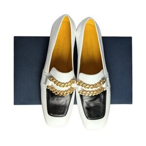 Madison Maison Gioia Leather Chain Loafers Black & White